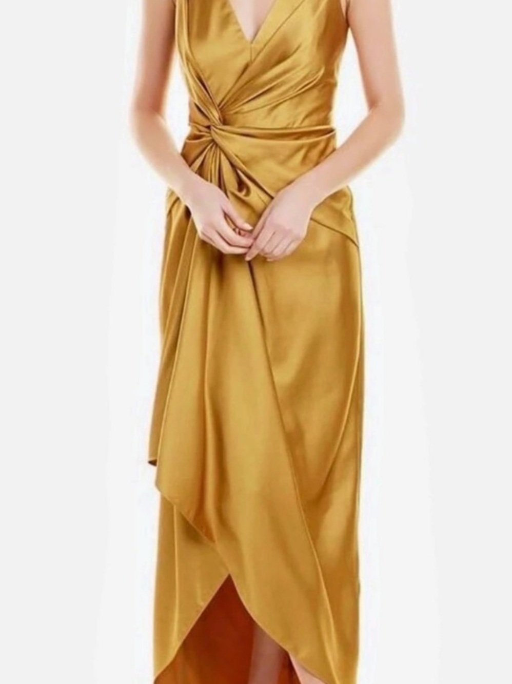 Halston Gold High-Low Dress Size 12